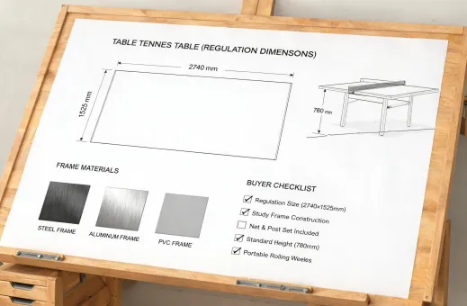 Table tennis table specification drawing and dimension review