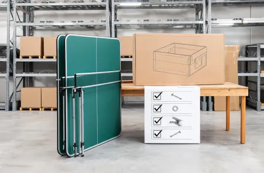Folded table tennis table packaging and carton planning